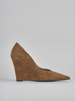Décolleté e slingback tacco 9cm camoscio marrone
