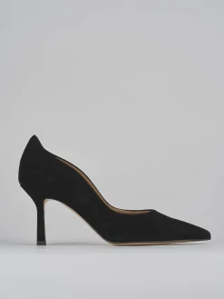 Décolleté e slingback tacco 8cm camoscio nero