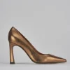 Décolleté e slingback tacco 10cm pelle bronzo