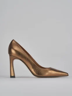 Décolleté e slingback tacco 10cm pelle bronzo