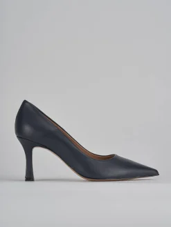 Décolleté e slingback tacco 8cm pelle blu