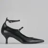 Décolleté e slingback tacco 5cm pelle nero