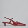 Décolleté e slingback tacco 3cm vernice rosso