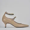 Décolleté e slingback tacco 5cm pelle marrone