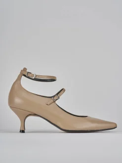 Décolleté e slingback tacco 5cm pelle marrone