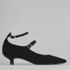 Décolleté e slingback tacco 3cm camoscio nero