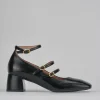 Décolleté e slingback tacco 5cm vernice nero