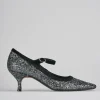 Décolleté e slingback tacco 5cm pelle argento