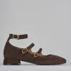 Décolleté e slingback tacco 3cm camoscio testa