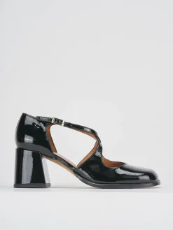 Décolleté e slingback tacco 8cm vernice nero