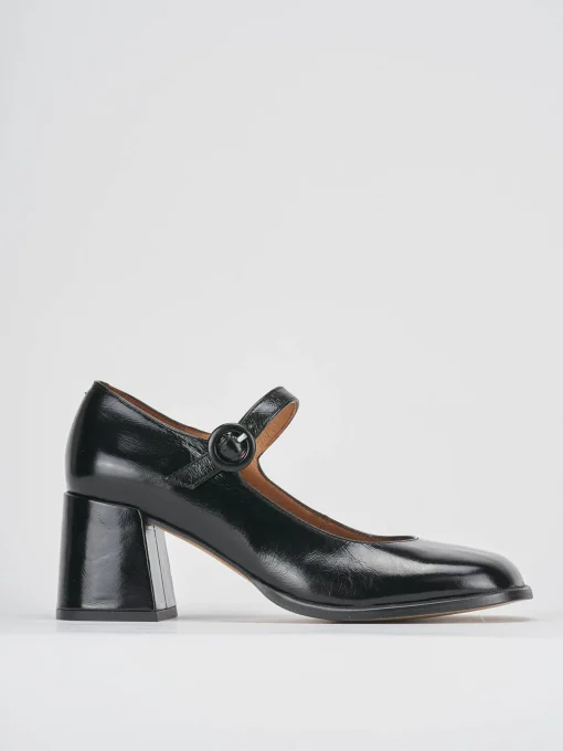 Décolleté e slingback tacco 8cm vernice nero
