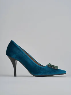 Décolleté e slingback tacco 9cm velluto blu