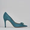 Décolleté e slingback tacco 9cm camoscio verde