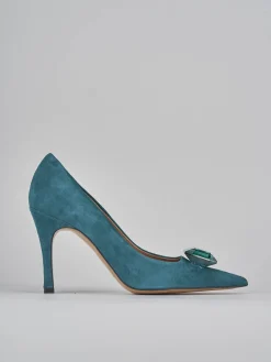 Décolleté e slingback tacco 9cm camoscio verde