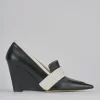 Décolleté e slingback tacco 8cm pelle nero