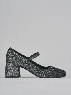 Décolleté e slingback tacco 6cm glitter argento