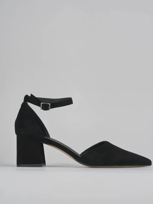 Décolleté e slingback tacco 5cm camoscio nero