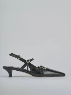 Décolleté e slingback tacco 3cm vernice nero