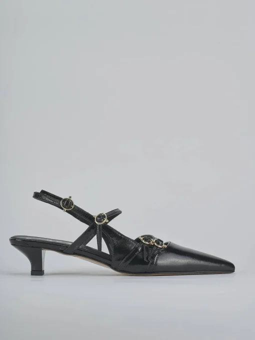 Décolleté e slingback tacco 3cm vernice nero