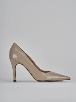 Décolleté e slingback tacco 9cm pelle beige