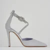 Décolleté e slingback tacco 10cm pelle argento