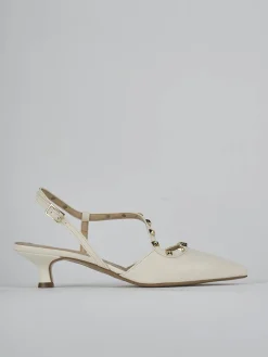 Décolleté e slingback tacco 4cm pelle bianco