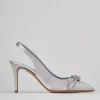 Décolleté e slingback tacco 7cm raso argento
