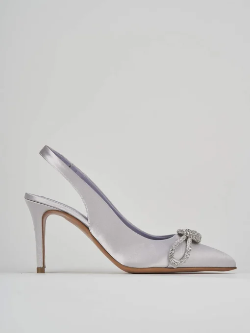Décolleté e slingback tacco 7cm raso argento