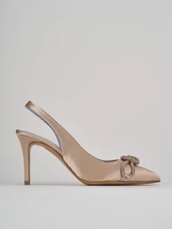 Décolleté e slingback tacco 7cm raso beige