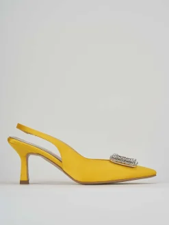 Décolleté e slingback tacco 5cm raso giallo