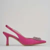 Décolleté e slingback tacco 5cm raso rosa