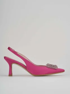Décolleté e slingback tacco 5cm raso rosa