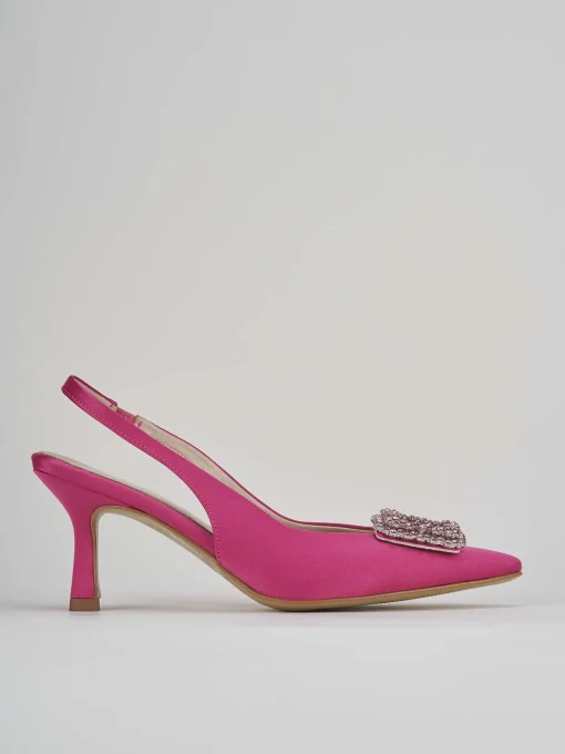 Décolleté e slingback tacco 5cm raso rosa