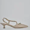 Décolleté e slingback tacco 4cm pelle beige