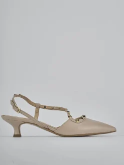 Décolleté e slingback tacco 4cm pelle beige