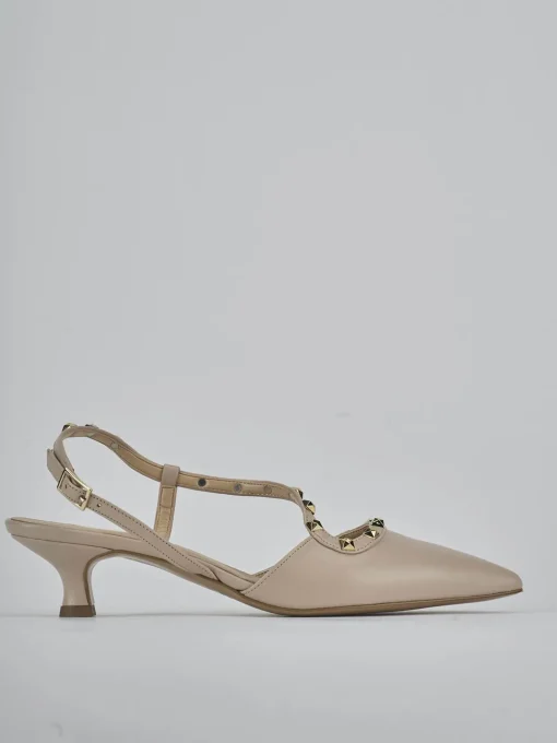 Décolleté e slingback tacco 4cm pelle beige