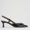 Décolleté e slingback tacco 5cm vernice nero