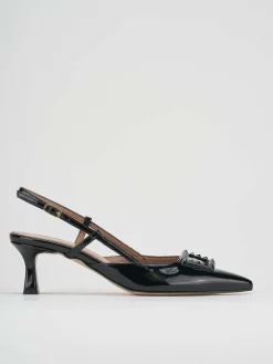 Décolleté e slingback tacco 5cm vernice nero