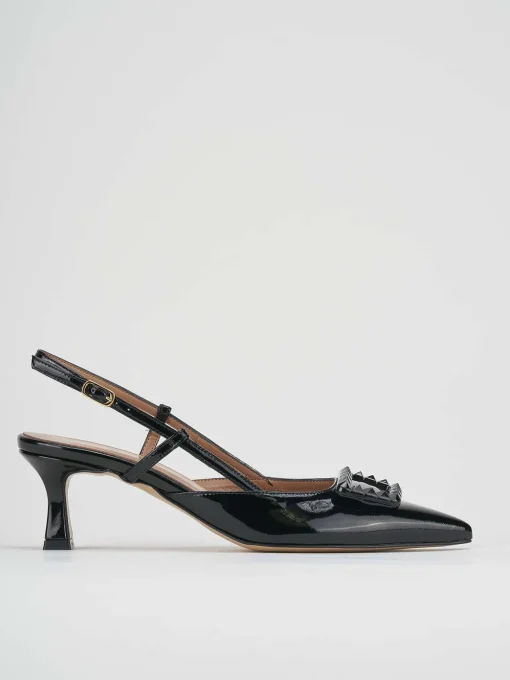 Décolleté e slingback tacco 5cm vernice nero