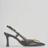 Décolleté e slingback tacco 8cm pelle nero