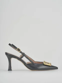 Décolleté e slingback tacco 8cm pelle nero