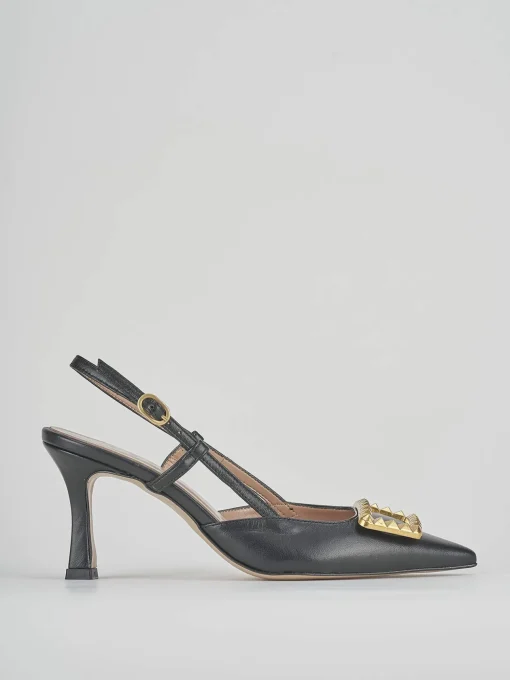 Décolleté e slingback tacco 8cm pelle nero