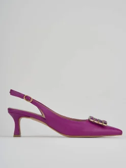 Décolleté e slingback tacco 6cm pelle rosa