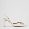 Décolleté e slingback tacco 7cm pelle bianco