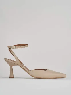 Décolleté e slingback tacco 7cm pelle beige