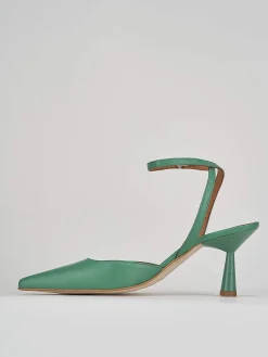 Décolleté e slingback tacco 7cm pelle verde