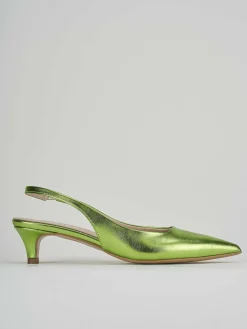 Décolleté e slingback tacco 3cm laminato verde