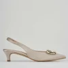 Décolleté e slingback tacco 3cm raso beige
