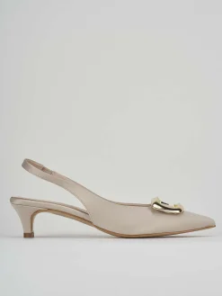Décolleté e slingback tacco 3cm raso beige