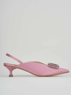 Décolleté e slingback tacco 3cm raso rosa